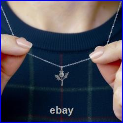 Silver Thistle Necklace Hallmarked Sterling Silver Scottish Thistle Pendant