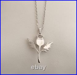Silver Thistle Necklace Hallmarked Sterling Silver Scottish Thistle Pendant