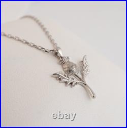 Silver Thistle Necklace Hallmarked Sterling Silver Scottish Thistle Pendant