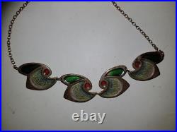 Silver enamel Scottish Modernist Art nouveau Pendant necklace Barbara Gunn