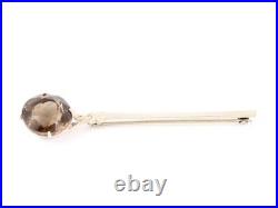 Smoky Quartz Kilt Pin Brooch Sterling Silver Vintage Scottish 925 5.1g Ck92