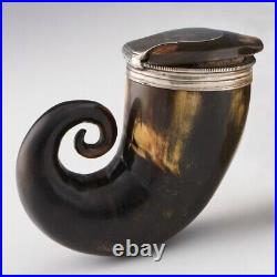 Snuff Mull Scottish Horn and Provincial Sterling Silver c1820