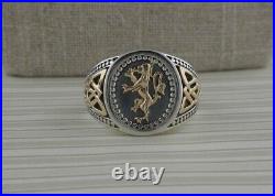 Sterling Silver & 10K Celtic Scottish Rampant Signet Ring Keith Jack Various Siz