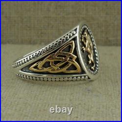 Sterling Silver & 10K Celtic Scottish Rampant Signet Ring Keith Jack Various Siz