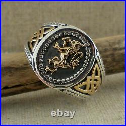 Sterling Silver & 10K Celtic Scottish Rampant Signet Ring Keith Jack Various Siz