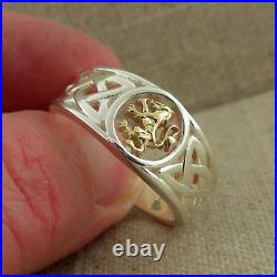 Sterling Silver & 10K Scottish Rampant & Celtic Knot Ring Keith Jack size 7.5