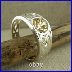 Sterling Silver & 10K Scottish Rampant & Celtic Knot Ring Keith Jack size 7.5