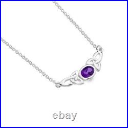 Sterling Silver Celtic Knot Necklace with Amethyst Stone Scottish Gift