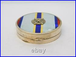 Sterling Silver Enamel Topped Snuff Box'London Scottish' Antique 1931 AF