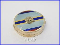 Sterling Silver Enamel Topped Snuff Box'London Scottish' Antique 1931 AF