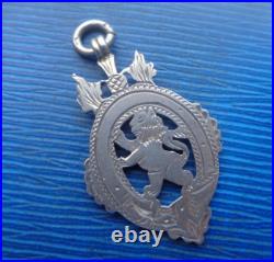 Sterling Silver Fob Medal Vintage h/m 1904 Chester Scottish Rampant Lion
