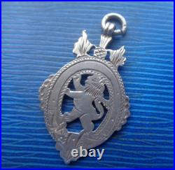 Sterling Silver Fob Medal Vintage h/m 1904 Chester Scottish Rampant Lion