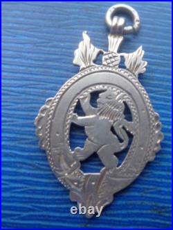 Sterling Silver Fob Medal Vintage h/m 1904 Chester Scottish Rampant Lion