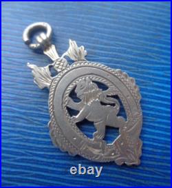 Sterling Silver Fob Medal Vintage h/m 1904 Chester Scottish Rampant Lion