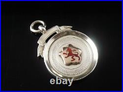 Sterling Silver Gold Enamel Pocket Watch Fob Medal Cycling Scottish Lion Rampant