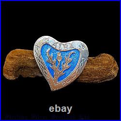 Sterling Silver Ian MacCormick Enamel Thistle & Heart Wedding Brooch for CAI