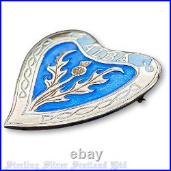 Sterling Silver Ian MacCormick Enamel Thistle & Heart Wedding Brooch for CAI