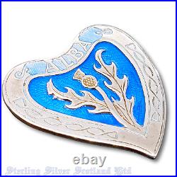 Sterling Silver Ian MacCormick Enamel Thistle & Heart Wedding Brooch for CAI