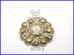 Sterling Silver Rock Crystal Scottish Brooch Pin Antique c1860 Victorian