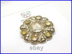 Sterling Silver Rock Crystal Scottish Brooch Pin Antique c1860 Victorian