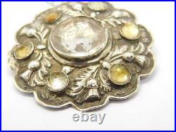 Sterling Silver Rock Crystal Scottish Brooch Pin Antique c1860 Victorian