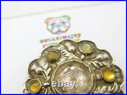 Sterling Silver Rock Crystal Scottish Brooch Pin Antique c1860 Victorian