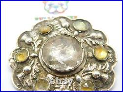 Sterling Silver Rock Crystal Scottish Brooch Pin Antique c1860 Victorian