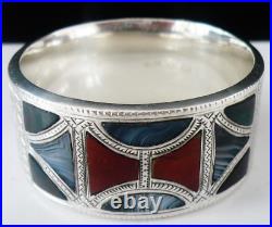 Sterling Silver Scottish Agate Napkin Ring, Joseph Cook & Son, Birmingham 1918