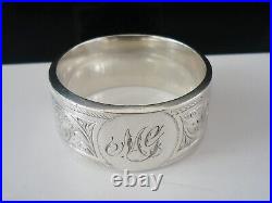 Sterling Silver Scottish Agate Napkin Ring, Joseph Cook & Son, Birmingham 1918