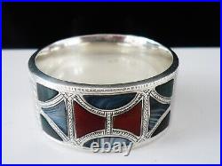 Sterling Silver Scottish Agate Napkin Ring, Joseph Cook & Son, Birmingham 1918