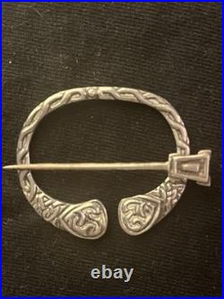 Sterling Silver Scottish Celtic Penannular Brooch Pin Antique Fibulae Hallmarks