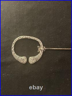 Sterling Silver Scottish Celtic Penannular Brooch Pin Antique Fibulae Hallmarks