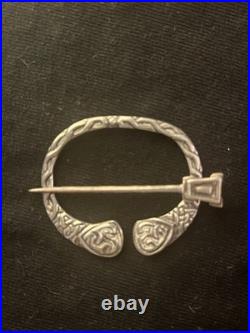 Sterling Silver Scottish Celtic Penannular Brooch Pin Antique Fibulae Hallmarks