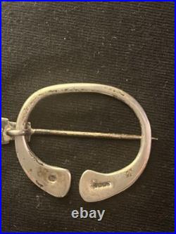 Sterling Silver Scottish Celtic Penannular Brooch Pin Antique Fibulae Hallmarks