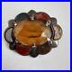 Sterling Silver Scottish Citrine and Agate Brooch 1 1/2 inches