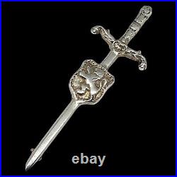 Sterling Silver Scottish Claymore & Lion Rampant Shield Brooch by Robert Allison