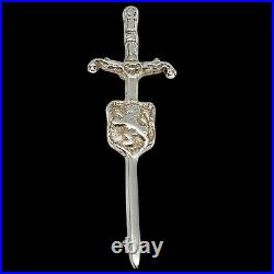 Sterling Silver Scottish Claymore & Lion Rampant Shield Brooch by Robert Allison