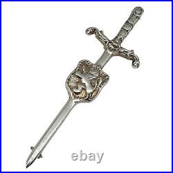 Sterling Silver Scottish Claymore & Lion Rampant Shield Brooch by Robert Allison