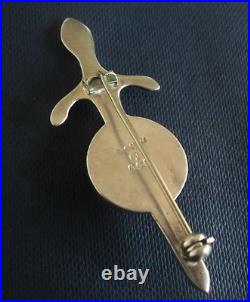 Sterling Silver Scottish Iona Agate Celtic Sword Brooch John Hart 1968 Edinburgh