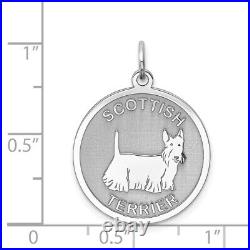 Sterling Silver Scottish Terrier Disc Pendant Charm Pendant L-26mm W-19mm 1.22g