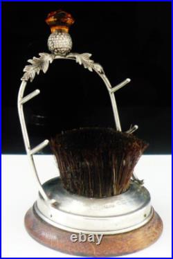 Sterling Silver Scottish Thistle Combination Pen Wipe & Double Pen Rest 1906
