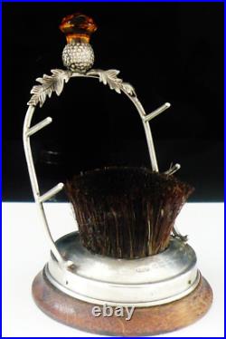 Sterling Silver Scottish Thistle Combination Pen Wipe & Double Pen Rest 1906