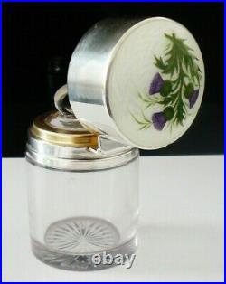 Sterling Silver Scottish Thistle Enamel Scent Bottle, Lawrence Emanuel 1917