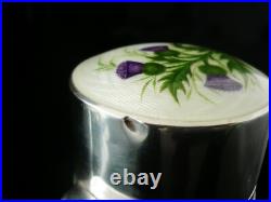 Sterling Silver Scottish Thistle Enamel Scent Bottle, Lawrence Emanuel 1917