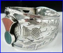 Sterling Silver Scottish Thistle Silver Napkin Ring Agate, W Johnson & Sons 1932