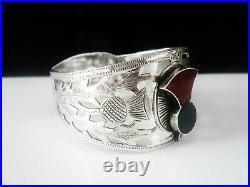 Sterling Silver Scottish Thistle Silver Napkin Ring Agate, W Johnson & Sons 1932