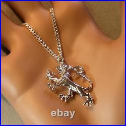 Sterling Silver Scottish rampant lion pendant & chain