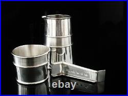 Sterling Silver Sugar Bowl Cream Jug Sugar Cube Lift, Contemporary Scottish