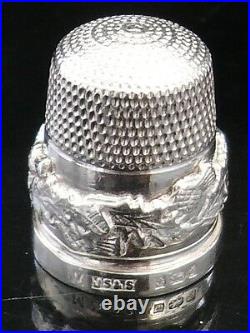 Sterling Silver Thimble with Scottish Thistles (cased), James Swann 1981