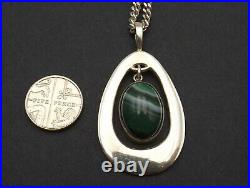 Sterling silver necklace large pendant and chain with banded agate Ortak 1976